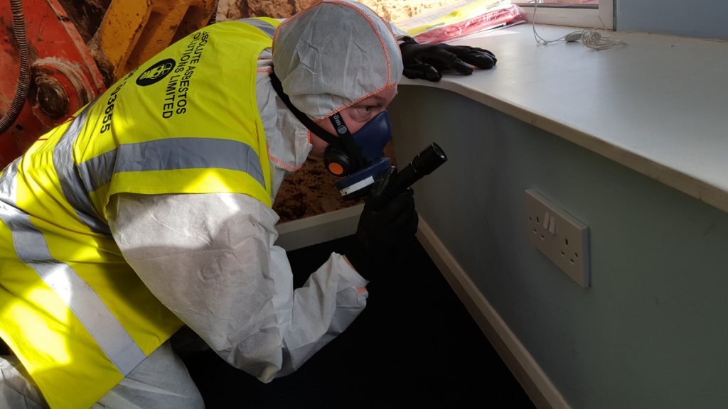 Asbestos Surveypr carrying out a survey for a Mortgage